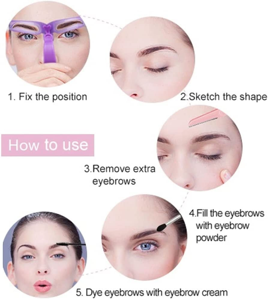 Eyebrow Stencils, Eyebrow Template, Eyebrow Shaping Kit,8 Styles Reusable Eyebrow Stencil with Handle and Strap, Washable Reuseable Eyebrow Positioning Tool the Wide Is 5.2 Inch, Length Is 4Inch