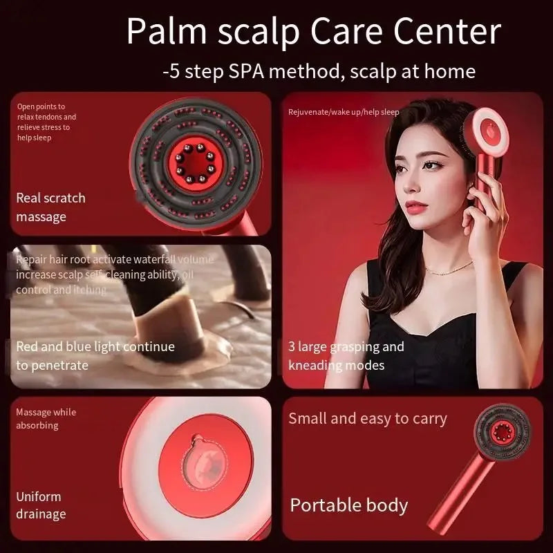 New Red Light Therapy Heating Massage Comb High Frequency Vibration Soothing Hair Growth Scalp Massage Brush