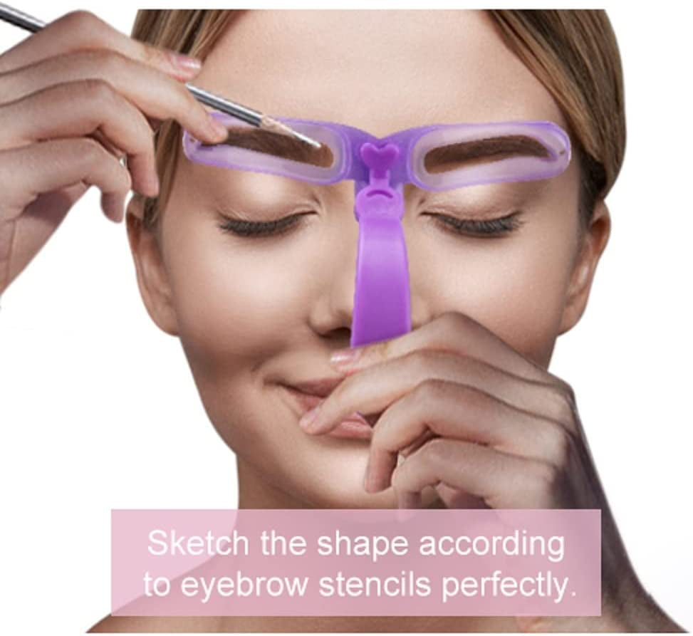 Eyebrow Stencils, Eyebrow Template, Eyebrow Shaping Kit,8 Styles Reusable Eyebrow Stencil with Handle and Strap, Washable Reuseable Eyebrow Positioning Tool the Wide Is 5.2 Inch, Length Is 4Inch