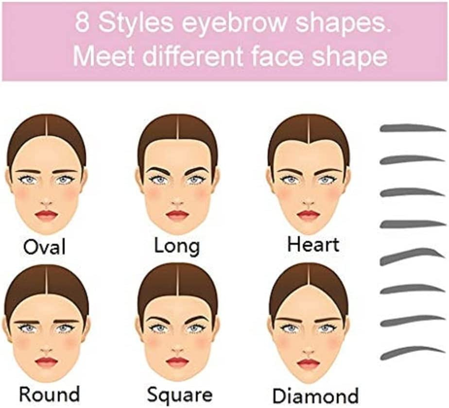 Eyebrow Stencils, Eyebrow Template, Eyebrow Shaping Kit,8 Styles Reusable Eyebrow Stencil with Handle and Strap, Washable Reuseable Eyebrow Positioning Tool the Wide Is 5.2 Inch, Length Is 4Inch